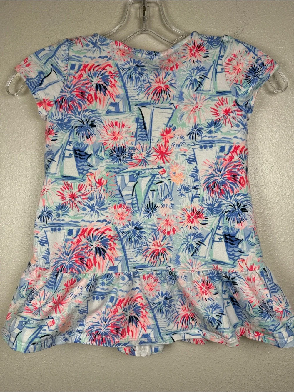 Lilly Pulitzer Girls S 4/5 Shining Sea Patriotic Firework Zip CoverUp Dress Flaw